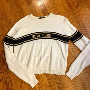Brandy Melville Cream and Blue New York Sweater